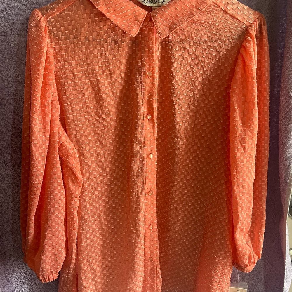 Nanette Lepore Textured Orange Blouse
